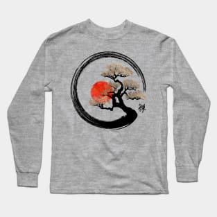 Enso Zen Circle and Bonsai Tree Long Sleeve T-Shirt